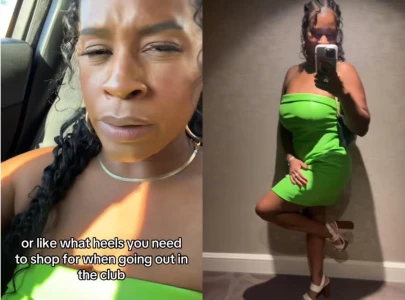 green dress tiktoker asks gen z club goers do we need to teach the girls how to wear heels