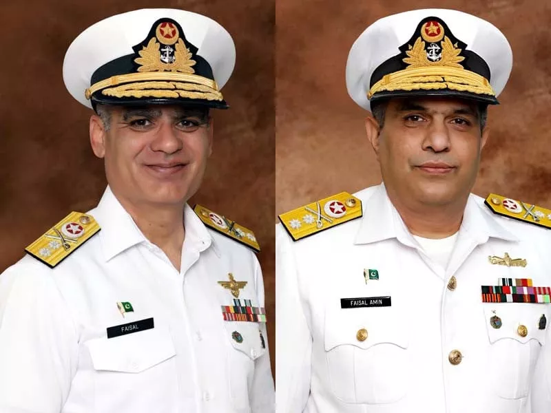 rear admiral syed faisal ali shah l and rear admiral faisal amin photo pakistan navy