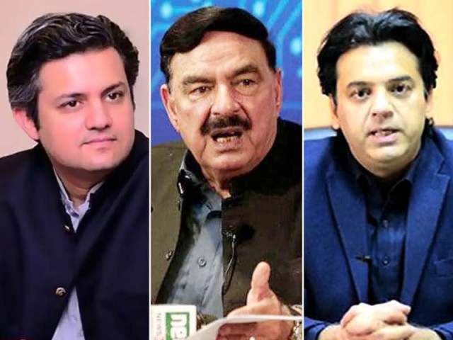 hammad azhar left sheikh rashid and usman dar photos file