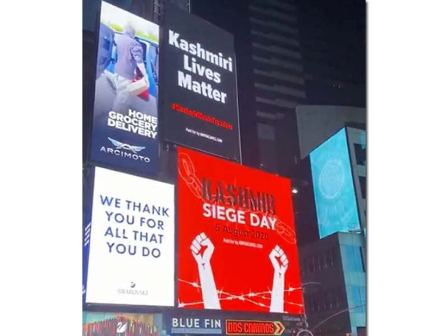 a screengrab of billboards displaying messages in support of the kashmir freedom struggle a screengrab of billboards displaying messages in support of the kashmir freedom struggle