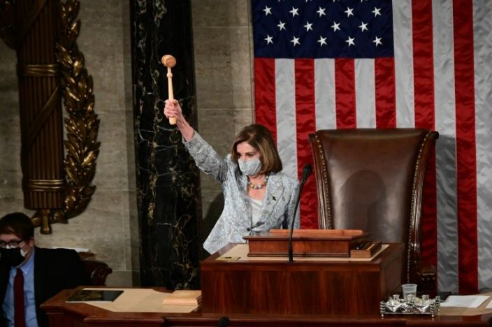 us speaker of the house nancy pelosi wielded the speaker s gavel after narrowly winning re election to the post afp