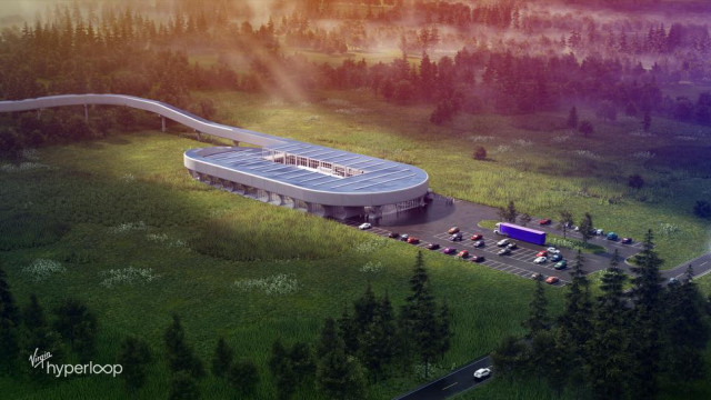 artist s rendering of virgin hyperloop s forthcoming certification center and test track to be built in west virginia us is seen in this handout image obtained by reuters on october 8 2020 photo reuters
