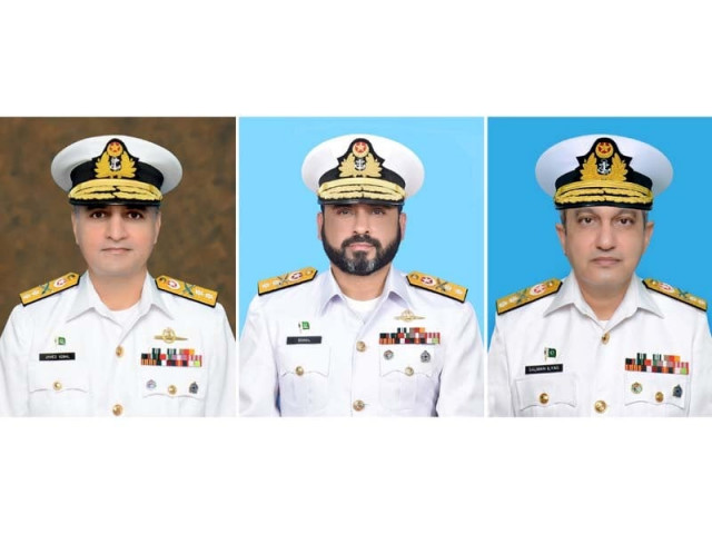 pakistan navy promoted commodore javed iqbal commodore muhammad sohail arshad and commodore salman ilyas to the rank of rear admiral photo pakistan navy