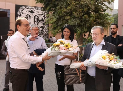 french ambassador nicolas galey visits arts council pakistan for world culture festival
