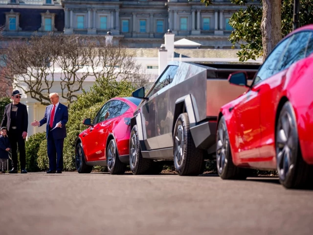 president donald trump accompanied by elon musk and musk s son speaks next to tesla vehicles on the south lawn of the white house in march 2025 getty images president donald trump accompanied by elon musk and musk s son speaks next to tesla vehicles on the south lawn of the white house in march 2025 getty images