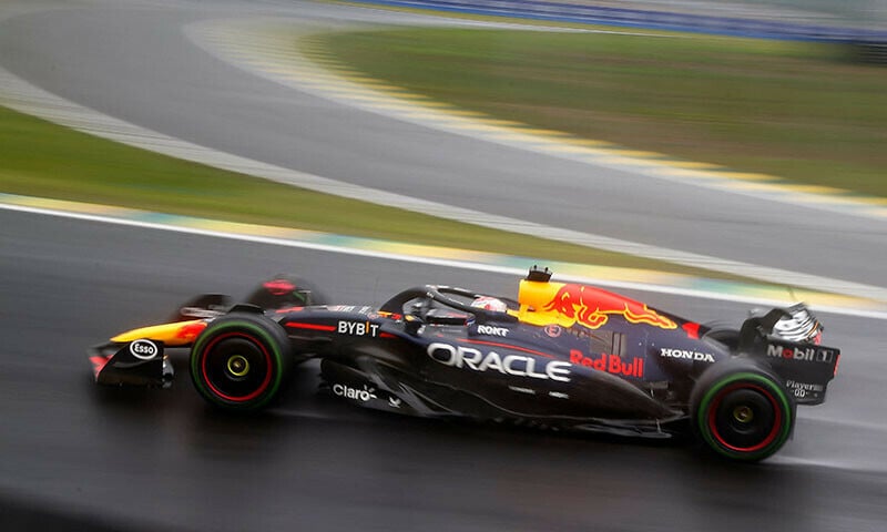 red bull racing driver max verstappen races during the brazilian grand prix at the interlagos circuit in sao paulo brazil on november 3 2024 photo afp