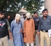charsadda police officials with the suspects arrested in connection with the alleged abduction case photo express