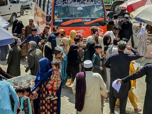 afghan refugees arrive to undergo biometric verifications at pakistan s national database and registration authority nadra ahead of their departure for afghanistan at a holding centre in landi kotal on april 7 2025 photo afp afghan refugees arrive to undergo biometric verifications at pakistan s national database and registration authority nadra ahead of their departure for afghanistan at a holding centre in landi kotal on april 7 2025 photo afp
