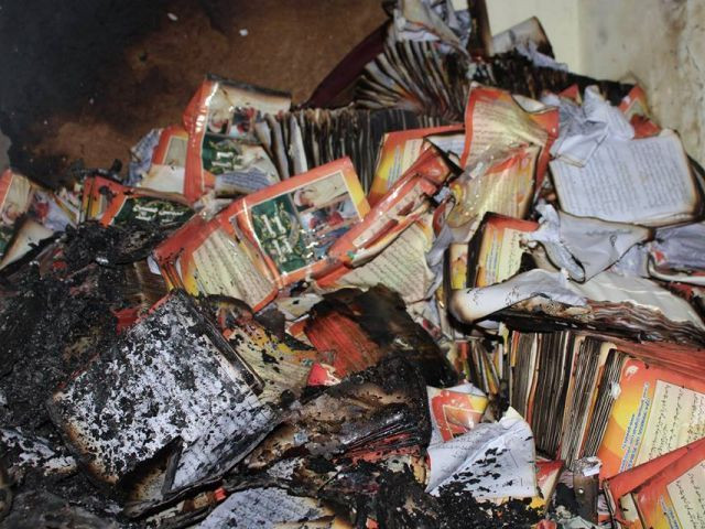 the fire that erupted in gawahi tv office transformed some 15 000 newly published booklets into ashes photo gawahi tv the fire that erupted in gawahi tv office transformed some 15 000 newly published booklets into ashes photo gawahi tv