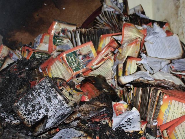 the fire that erupted in gawahi tv office transformed some 15 000 newly published booklets into ashes photo gawahi tv