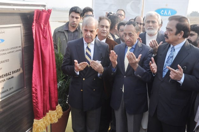 chief minister shahbaz sharif inaugurating the state of the art landing system at airport photo express chief minister shahbaz sharif inaugurating the state of the art landing system at airport photo express