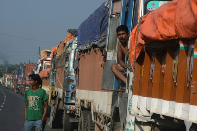 nepal relies on india for fuel and other supplies but little cargo has crossed their main checkpoint since protests began in late september photo afp nepal relies on india for fuel and other supplies but little cargo has crossed their main checkpoint since protests began in late september photo afp