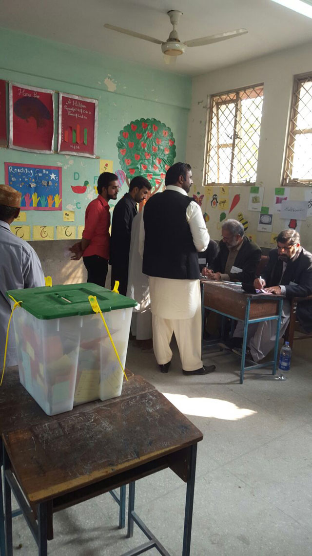 residents of the federal capital cast their votes in a polling station on november 30 2015 photo express