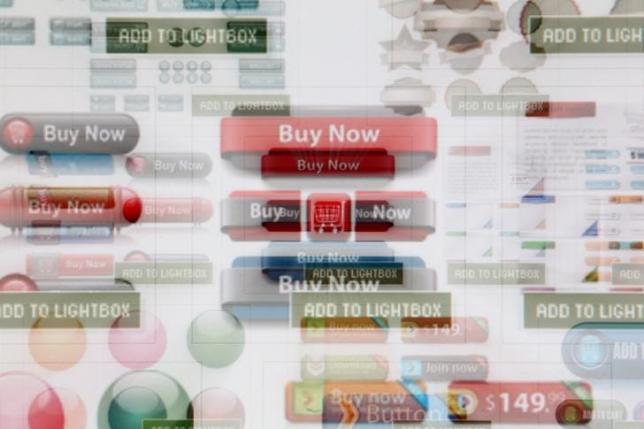 a zoomed image of a computer monitor shows a website selling button clipart for online shops photo reuters