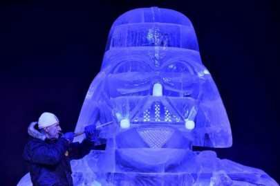 belgium s ice magic festival displays star wars characters amid a balmy winter