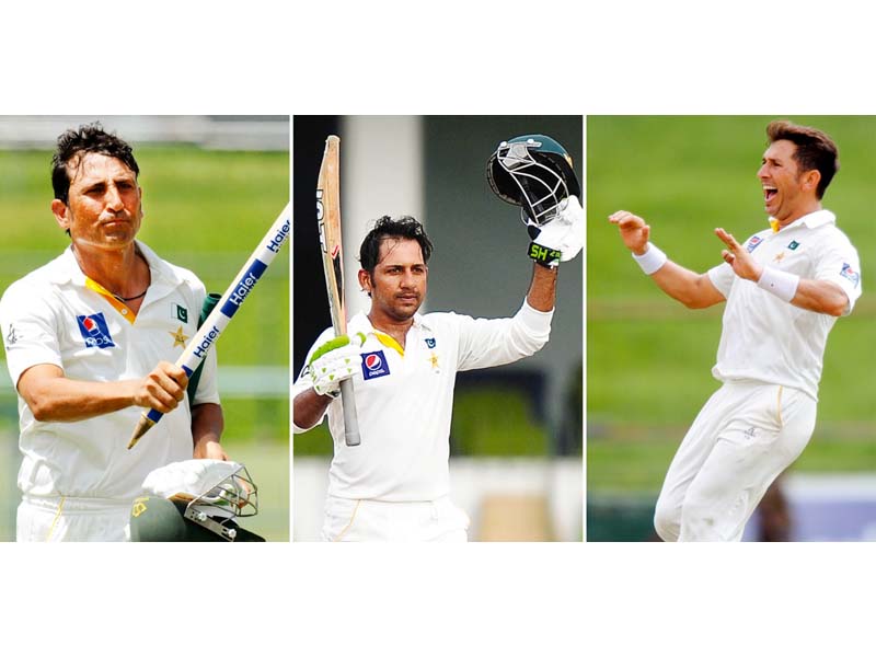 younus sarfraz and yasir were inducted in the icc test team of the year for the first time photos afp