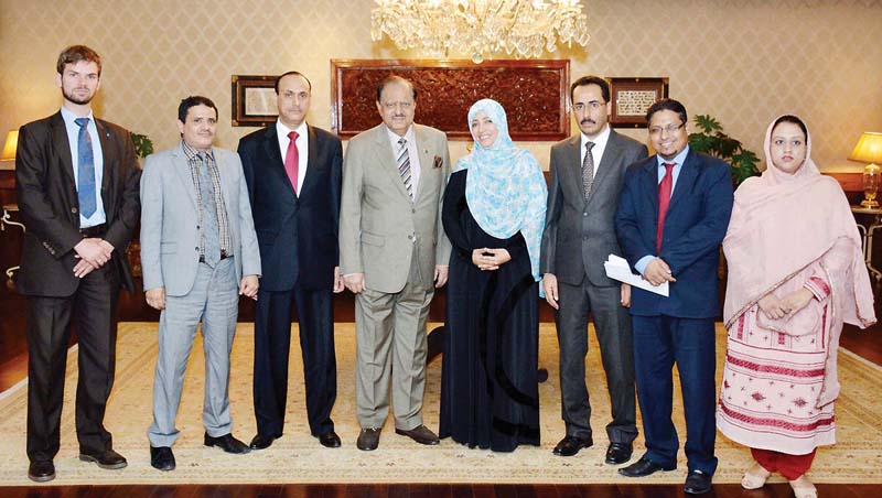 prsident mamnoon hussain with nobel peace laureate tawakkol abdel salam karman photo nni