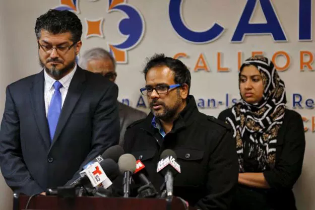 farhan khan centre brother in law of san bernardino shooting suspect syed farook speaks at the council on american islamic relations in anaheim california on dec 2 2015 photo reuters farhan khan centre brother in law of san bernardino shooting suspect syed farook speaks at the council on american islamic relations in anaheim california on dec 2 2015 photo reuters