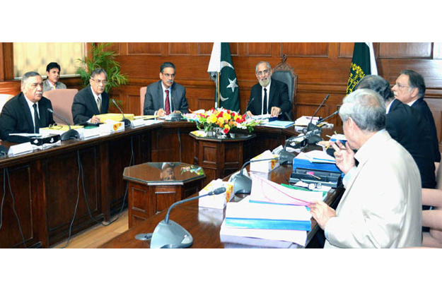 chief justice of pakistan presiding over meeting of judicial commission of pakistan at supreme court branch registry photo inp