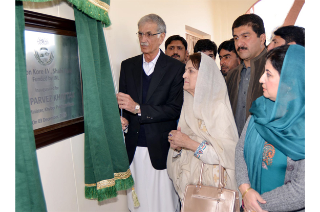 chief minister pervez khattak inaugurating the rehabilitation centres built by dost welfare foundation at shahi bala photo inp