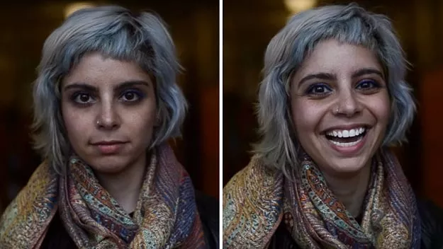 the difference in the pictures taken before and after the compliment shows genuine reactions of people the difference in the pictures taken before and after the compliment shows genuine reactions of people