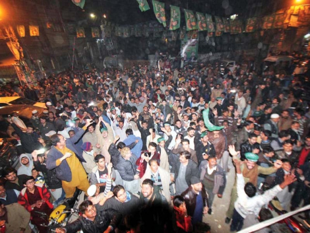 pml n supporters celebrate the party s victories in rawalpindi photo online pml n supporters celebrate the party s victories in rawalpindi photo online