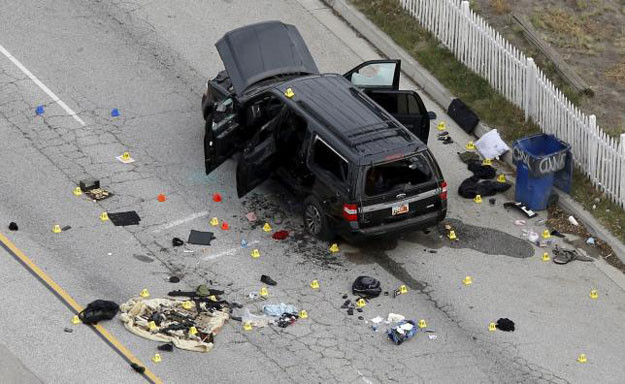 the remains of a suv involved in the wednesdays attack is shown in san bernardino california december 3 2015 photo reuters