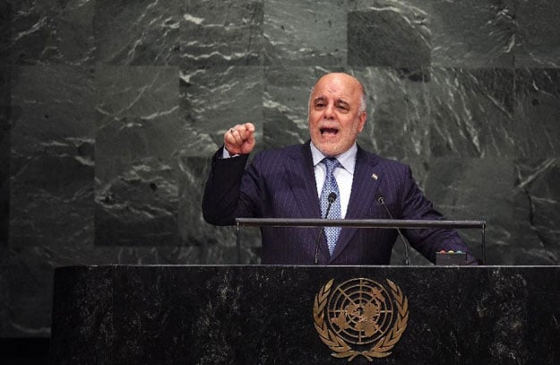 iraq 039 s prime minister haider al abadi addresses the 70th session of the united nations general assembly at the un in new york on september 30 2015 photo afp