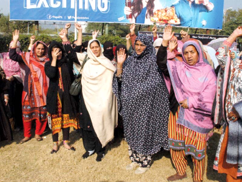 daily wage teachers protest outside the national press club for releasing unpaid salaries photo express