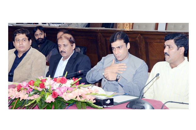 mna hamza shahbaz talking to a delegation of journalists photo express