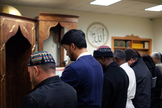 muslim men pray at a mosque in jersey city new jersey on december 7 2015 photo afp