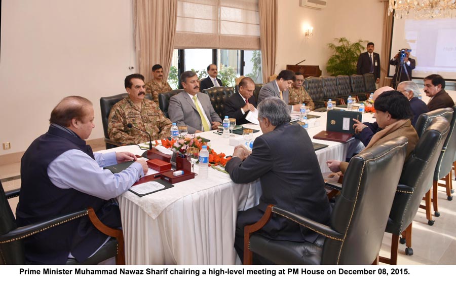 prime minister nawaz sharif presides high level meeting at the pm house on december 8 2015 photo pid