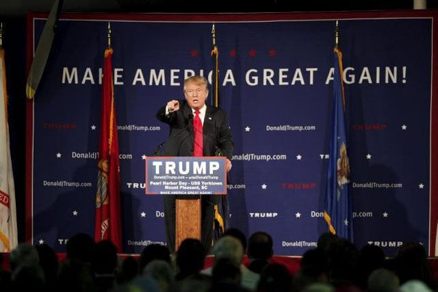 us republican presidential candidate donald trump points to a supporter at a pearl harbor day rally aboard the uss yorktown memorial in mount pleasant south carolina december 7 2015 photo reuters us republican presidential candidate donald trump points to a supporter at a pearl harbor day rally aboard the uss yorktown memorial in mount pleasant south carolina december 7 2015 photo reuters