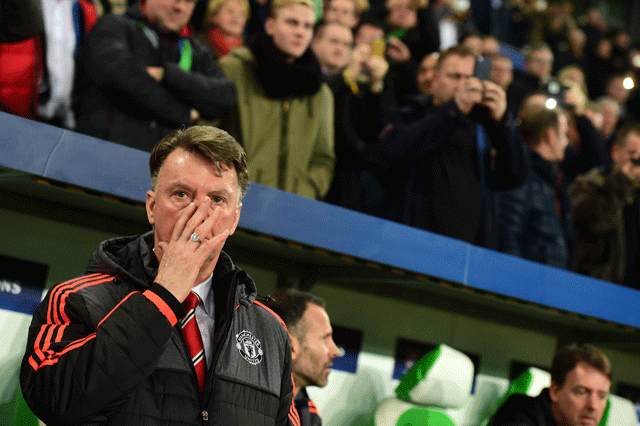 louis van gaal during the uefa champions league football match vfl wolfsburg vs manchester united in wolfsburg germany on december 8 2015 photo afp louis van gaal during the uefa champions league football match vfl wolfsburg vs manchester united in wolfsburg germany on december 8 2015 photo afp