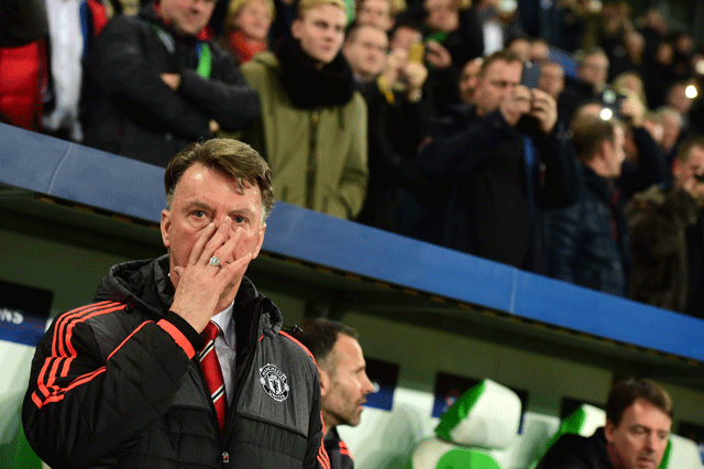 louis van gaal during the uefa champions league football match vfl wolfsburg vs manchester united in wolfsburg germany on december 8 2015 photo afp