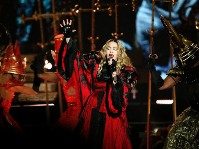 madonna sang the french national anthem bringing the concert goers to their feet photo afp