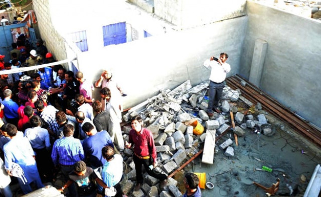 roof of a local seminary collapsed in the area of khawaja ajmer nagri photo express