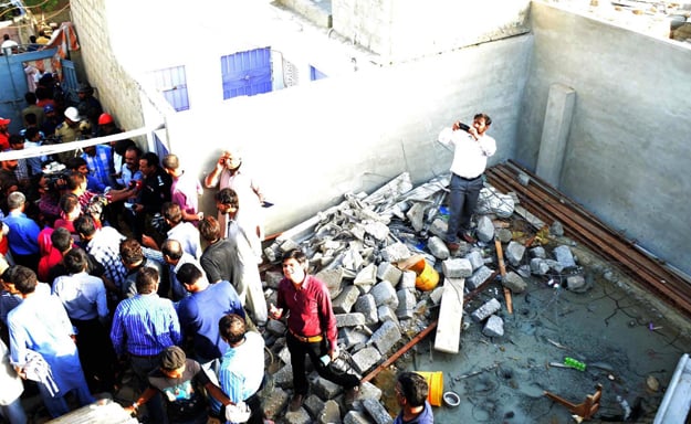 roof of a local seminary collapsed in the area of khawaja ajmer nagri photo express