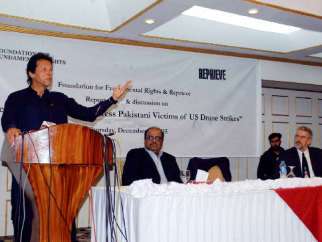 pakistan tehreek e insaf chairperson imran khan speaks at the report launch photo express