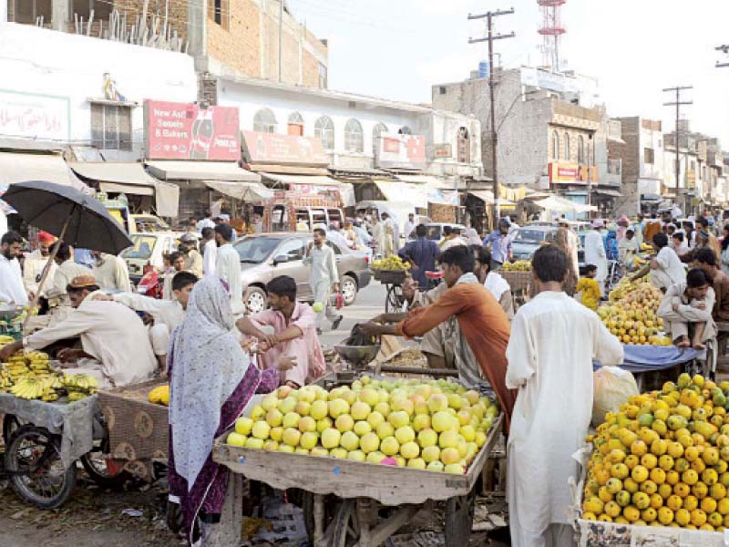 fruit vendors block roads in rawalpindi photo file