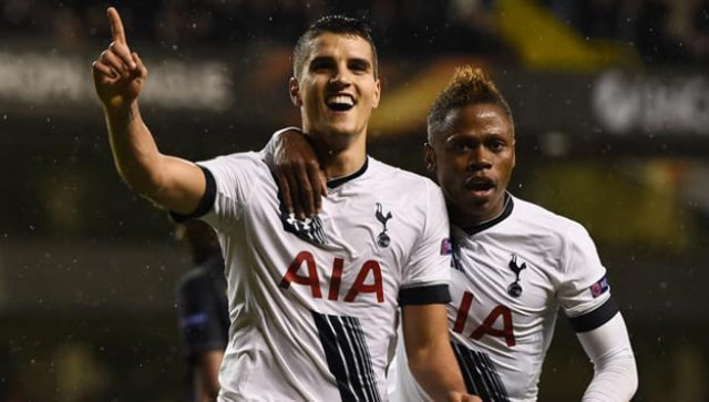 tottenham 039 s erik lamela celebrates scoring their third goal and completing his hat trick with clinton njie photo reuters tottenham 039 s erik lamela celebrates scoring their third goal and completing his hat trick with clinton njie photo reuters