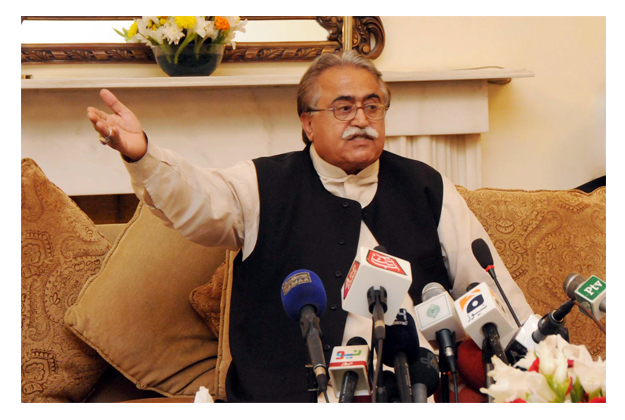 maula bux chandio the sindh chief minister s adviser on information addressing a press conference photo ppi