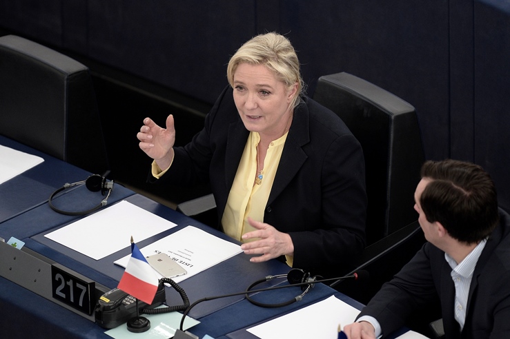 french front national fn far right party 039 s president and european mp marine le pen takes part in a plenary session at the european parliament in strasbourg eastern france on december 15 2015 photo afp