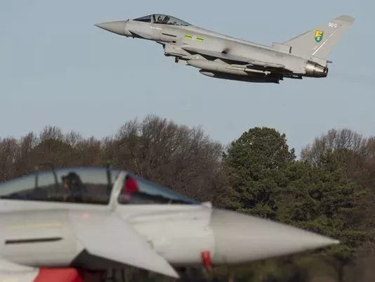 a royal air force eurofighter typhoon aircraft flies on dec 15 during the inaugural trilateral exercise between the us air force united kingdom 039 s royal air force and the french air force at joint base langley eustis in hampton va photo afp a royal air force eurofighter typhoon aircraft flies on dec 15 during the inaugural trilateral exercise between the us air force united kingdom 039 s royal air force and the french air force at joint base langley eustis in hampton va photo afp
