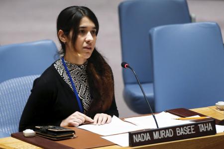 nadia murad basee a 21 year old iraqi woman of the yazidi faith speaks to members of the security council during a meeting at the united nations headquarters in new york december 16 2015 photo reuters