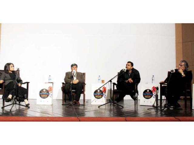 asghar nadeem syed sarmad khoosat and usman peerzada at the discussion photo ayesha mir express asghar nadeem syed sarmad khoosat and usman peerzada at the discussion photo ayesha mir express