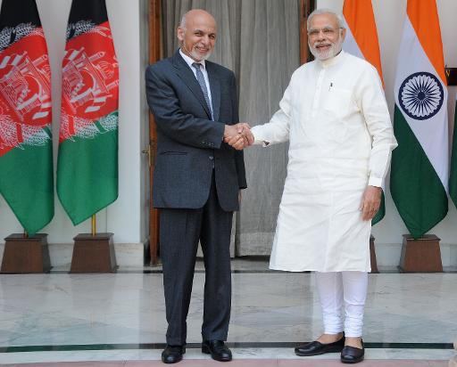 afghan president ashraf ghani shakes hands with indian prime minister narendra modi in new delhi on april 28 2015 photo afp