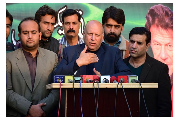 pti punjab organiser addressing a convention of pti youth wing and the insaf students federation at the chairman s secretariat photo express