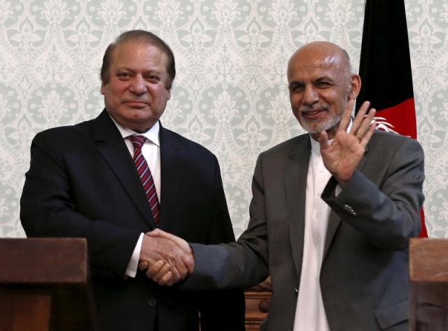 file photo of afghan president ashraf ghani r shaking hands with pakistani prime minister nawaz sharif after a news conference in kabul may 12 2015 photo reuters