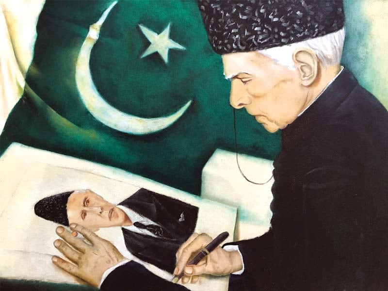 most artworks featured in the exhibition were portraits of quaid i azam fatima ali jinnah and other prominent leaders from history of pakistan photos hafsah sarfraz express